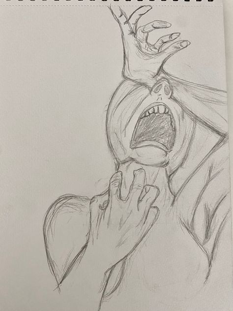 Drawing Screaming Faces, Drawing Sick Person, Angry Sketch Faces, Angry Hands Reference, Drawing Of Someone Screaming, Delusional Drawings, Someone Screaming Drawing, Mouth Screaming Drawing, Girl Screaming Drawing