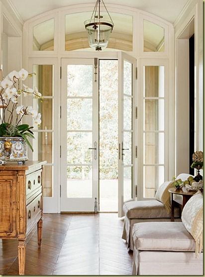 Don't you love the surface bolts on the inactive door?! --ArchitecturalAccents    wonderfully unadorned! Real Estat, Door Entry, Regal Design, Entry Hallway, Pool Design, Entry Hall, French Door, Beautiful Doors, Entry Foyer