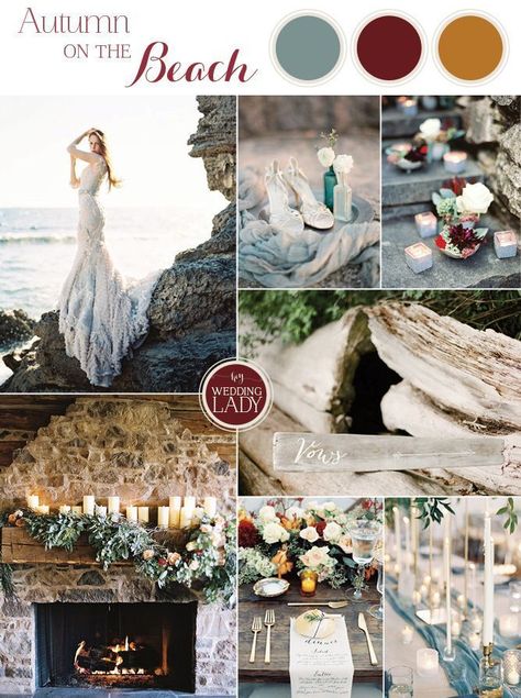 Rich and Moody Fall Beach Wedding Fall Beach Wedding, Dramatic Wedding, Beach Wedding Decorations Reception, Gold Inspiration, Beach Wedding Colors, Fall Beach, Beautiful Beach Wedding, Beach Wedding Inspiration, Beach Wedding Decorations