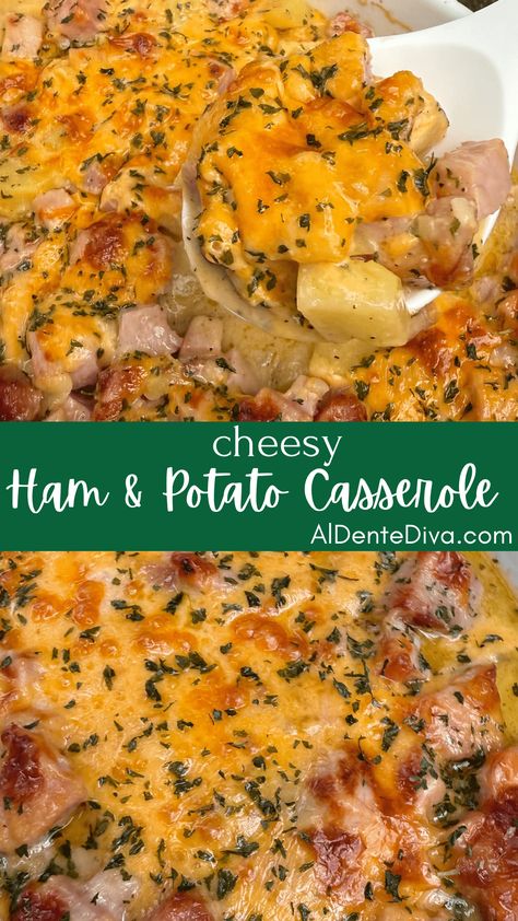 Al Dente Diva - Easy to make recipes for the whole family Easy Cheap Dinners For Two, Ham Potato Casserole, Ham Casseroles, Healthy Scalloped Potatoes, Ham And Potato Recipes, Cheesy Ham And Potato Casserole, Cheese Casserole Recipes, Cheap Easy Dinners, Ham And Cheese Casserole