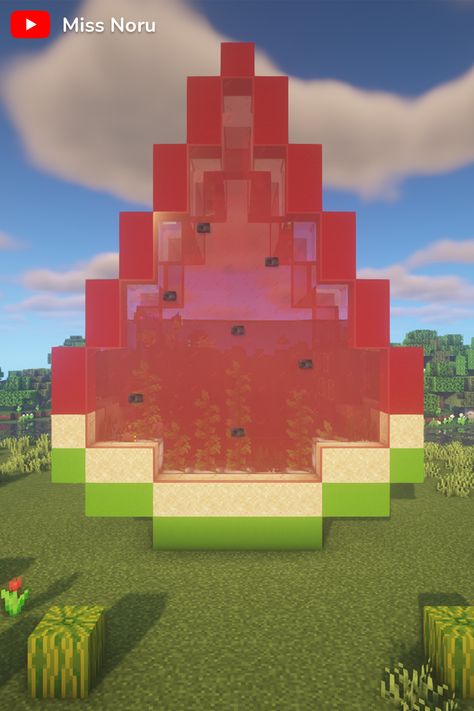 Minecraft: How to build a Cute Watermelon Aquarium House 🍉 Minecraft Watermelon Build, Minecraft Watermelon House, Mincraft Idea Aquarium, Minecraft Fruit House, Minecraft Watermelon, Kawaii Minecraft Builds, Minecraft Aquarium Ideas, Candy Minecraft, Aquarium House