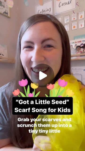 Narwhals & Waterfalls | SEL 🎵 on Instagram: "“Got a Little Seed” is a fun scarf song I came up with to use in my music classes this year! It’s super fun to use in the Spring when talking about flowers, gardens, planting seeds, etc. Comment “SPRING” for a playlist with some of our favorite Spring songs :)  . . Some modifications-this song could be spoken as a rhyme if you don’t want to sing it. And you don’t have to use scarves with this song-you could just use your hands to bloom like a flower at the end :) . . #elementarymusic #musicforkids #springsong #kindergarten #preschoolmusic #1stgradeteacher #elementarymusicteacherlife #babyandme #musicclassesforkids #elementarymusicteacher" Flower Rhymes For Preschool, Seed Songs For Preschool, Plant Songs Preschool, Flower Songs For Preschoolers, Spring Song Preschool, Rain Rhymes, Spring Toddler Songs Circle Time, Gardening Songs For Toddlers, Scarf Songs