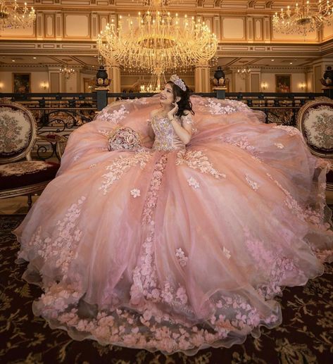 Pink Puffy Quince Dress, Quinceanera Dresses Big Puffy, Pink Quince Dress With Cape, Pink Quinceanera Dresses Off Shoulder, Huge Quinceanera Dresses, February Quinceanera Themes, Blush Pink Quinceanera Cakes, Aurora Quinceanera Dresses, Big Pink Quinceanera Dresses