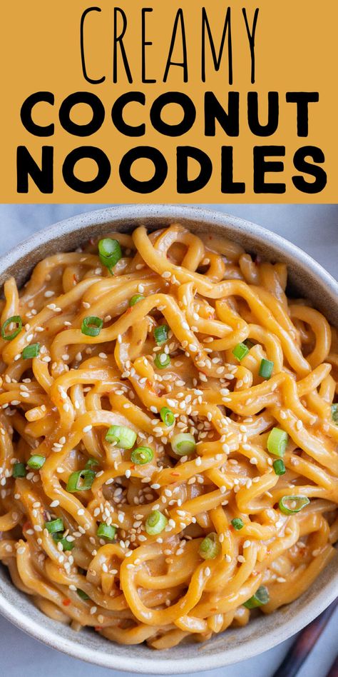 These Creamy Coconut Noodles come together in under 30 minutes and pack so much flavor. These delicious vegan noodles can be enjoyed by themselves, or with a side of veggies and protein of choice. Minimal ingredients are needed to make these velvety noodles, and you may already have most of them on hand! #noodles #veganrecipe #vegetarianfood #quickandeasy Rice Noodle Recipes, Vegan Noodles, Coconut Rice, Rice Noodles, Noodle Recipes, Original Recipe, Noodles, Vegetarian Recipes, Vegan Recipes