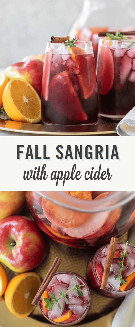 Sangria Recipes For A Crowd, Easy Fall Sangria, Vodka Apple Cider, Apple Pie Sangria, Thanksgiving Sangria, Fall Sangria Recipes, Red Sangria Recipes, Easy Sangria Recipes, Winter Cocktails Recipes