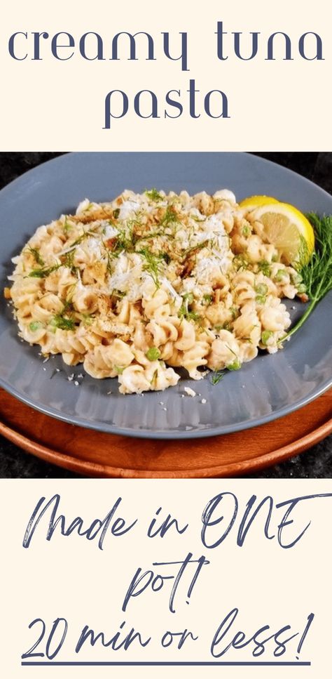 This easy creamy tuna pasta recipe is cheesy and topped with a bit of lemony tang. A one-pot meal, ready in 20 minutes or less. Tuna With Pasta, One Pot Tuna Pasta, Tuna Pasta Recipes, Smoked Tuna Dip, Pasta With Tuna, Noodle Salads, Tuna Bake, Creamy Tuna Pasta, Smoked Tuna