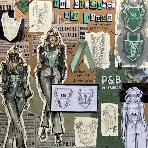 Development Sheet Art, Fashion Visual Diary, Leaving Cert Art Development Sheet, Textiles Research Page, Research Page Ideas, Art Portfolio Examples, Sketchbook Pages Inspiration, Textile Design Portfolio, Paper Recycle