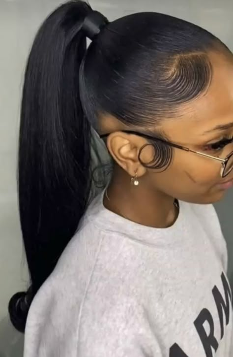 Slicked Back Hairstyles, Weave Ponytail Hairstyles, Sleek Ponytail Hairstyles, Black Ponytail Hairstyles, Sleek Hair, Girl Braided Hairstyles, Slicked Back Hair, Natural Hair Styles Easy, Athletic Hairstyles