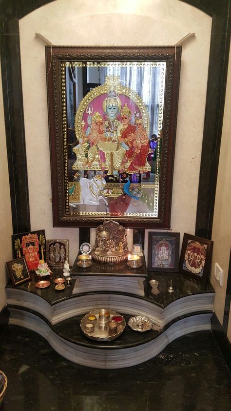 God room 1 https://noahxnw.tumblr.com/post/160992240441/flower-crowns-for-your-fall-wedding Gods Room Design, Pooja Room Traditional Design, God Room Designs, Indian Home Temple Puja Room, Pooja Rooms In Usa, God Photos For Pooja Room, Pooja Corner, Pooja Room With Gopuram, Temple Room