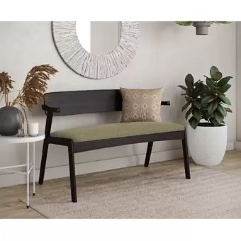 George Oliver Umstead Solid Wood Bench & Reviews | Wayfair Entryway Bench Black, Unique Bench, Solid Wood Benches, Staircase Decor, Bench Seating, Grey Upholstery, Bedroom Bench, Living Room Furniture Chairs, Wooden Bench