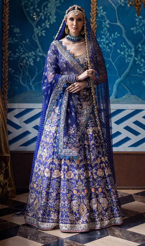 Blue pakistani bridal dress