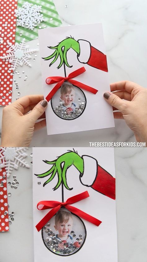 Grinch Card, Homemade Christmas Card, Free Printable Card Templates, Merry Grinchmas, Christmas Arts And Crafts, Fun Christmas Crafts, Christmas School, Preschool Christmas, Christmas Classroom