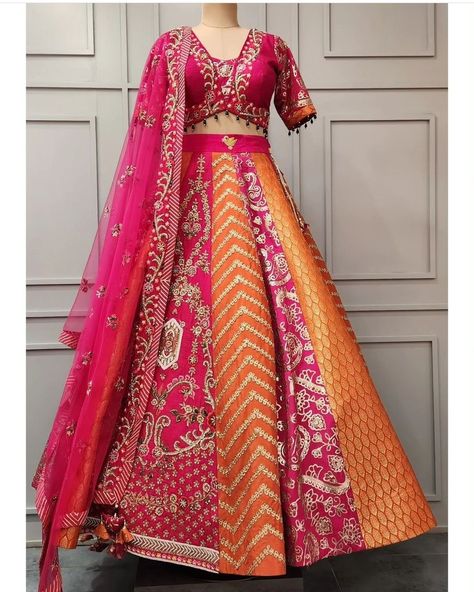 Book ur orders now Like ✔ Share ✔ Tag ✔ Invite your friends this Page *****For Immediate response and Price Please Inbox in our page or whatsapp or call us on +919748822853 #bride #bridetobe #bridesmaidoutfit #bridesmaids #bridesmaid #bridemaids #indian #indianwedding #indianweddings #indianweddingbuzz #indianweddingdress #indianweddingwear #indianweddingstyle #indianweddingseason #indianweddingdecor #bollywood #punjabisuit #indiancanada #india #usaindians #usaindianclothing #usaindianjewell Pink Dress Combination Colour, Dark Pink Combination Dress, Pink Combination Dress, Indian Wedding Dress Modern, Lehenga Color Combinations, Sangeet Lehenga, Casual Blouse Designs, Latest Bridal Lehenga Designs, Fashionable Saree