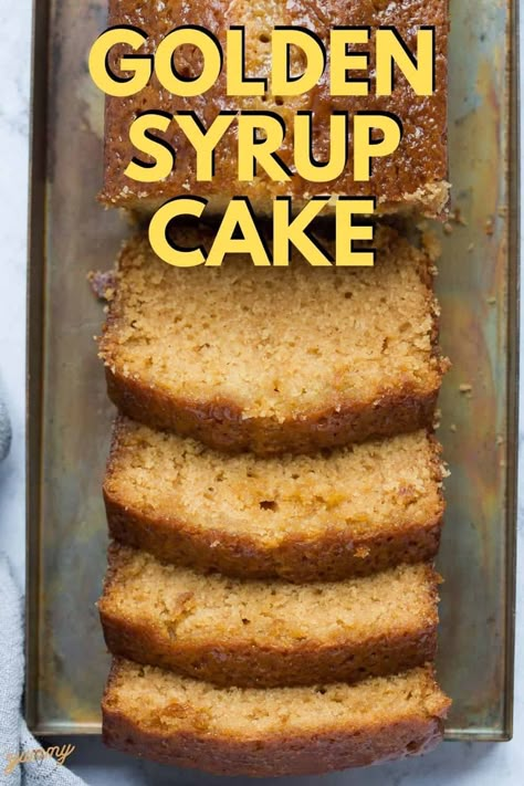 Golden Syrup Cake is so light, sticky and moist and very easy and quick to make. One whiff of this baking in the oven and you'll be immediately transported back to the good old days of Granny baking proper home-cooked puddings and cakes. Golden Syrup Cake Recipe, Cakes To Bake At Home, Quick Cakes Easy, Christmas Loafs, English Cake Recipes, Golden Syrup Recipes, Cake Simple Recipe, Loaf Tin Cakes, Quick And Easy Cake Recipes