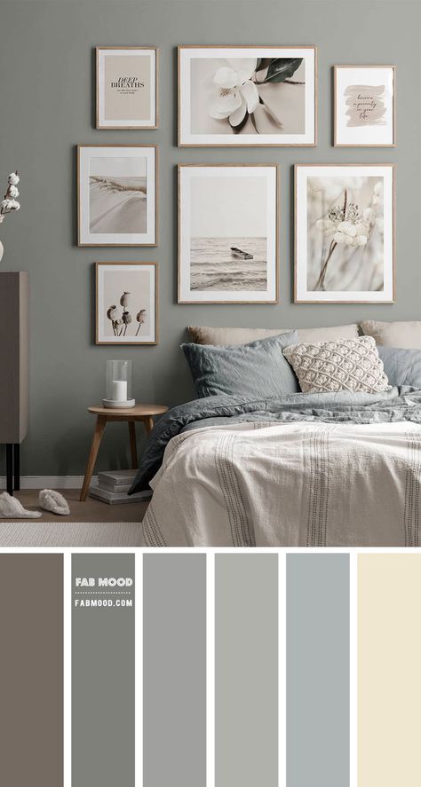 Color inspiration Archives - Fabmood | Wedding Colors, Wedding Themes, Wedding color palettes Grey Green Bedroom, Grey Green Bedrooms, Green Bedroom Colors, Blue Bedroom Colors, Bedroom Colour, Bedroom Color Combination, Bedroom Colour Palette, Beige Pillow, Beige Bedroom