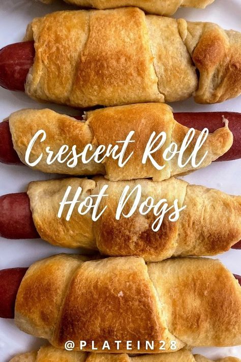 four crescent roll hot dogs on plate Hot Dogs In Crescent Rolls, Crescent Wrapped Hot Dogs, Crescent Hot Dogs, Crescent Roll Hot Dogs, Cheesy Crescent Rolls, Hot Dog Crescent Rolls, Hot Dog Casserole, Crescent Dogs, Pillsbury Crescent Roll Recipes