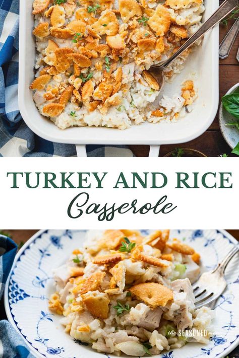 A simple, old-fashioned turkey rice casserole is a staple in American home cooking. The comforting, flavorful, and easy dinner recipe comes together in about 10 minutes, making it a delicious way to take advantage of leftover turkey (or chicken)! Turkey Rice Casserole, Ham And Noodle Casserole, Turkey And Rice, Leftover Turkey Casserole, Turkey Rice, Turkey Tenderloin, Turkey Casserole, Crockpot Turkey, Thanksgiving Turkey Leftovers