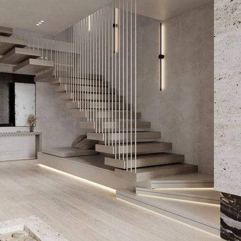 درابزين السلم, Staircase Interior Design, Modern Stair Railing, Staircase Design Modern, Interior Design Programs, Stairs Design Interior, Stairs In Living Room, Escalier Design, Stairs Design Modern