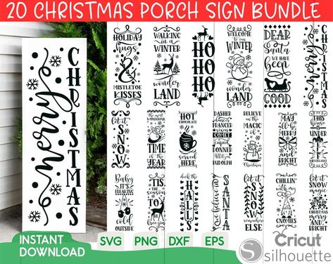 Christmas Porch Sign Svg Bundle Farmhouse Svg Welcome Sign - Etsy Australia Welcome Svg, Porch Sign Svg, Chocolate House, Mid Century Holiday, Farmhouse Svg, Halloween Cups, Friends Font, Fresh Christmas Trees, Christmas Tree Painting