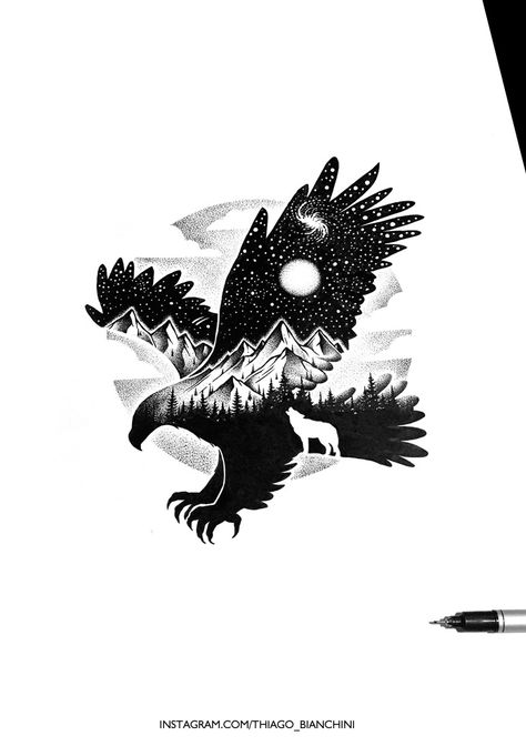 Eagles Tattoo, Tattoos Sketches, Disney Inspired Tattoos, Deer Skull Tattoos, Eagle Drawing, Native Tattoos, Easy Flower Painting, Stippling Art, Cool Chest Tattoos