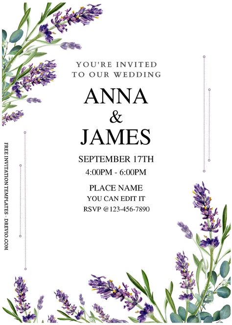 Lavender Wedding Invitations Template, Lavender Invitation Card, Lavender Invitation Template, Wedding Invitations Green, Wedding Invitations Purple, Lavender Wedding Invitation, Lavender Invitation, Lilac Wedding Invitations, Wedding Invitations Design