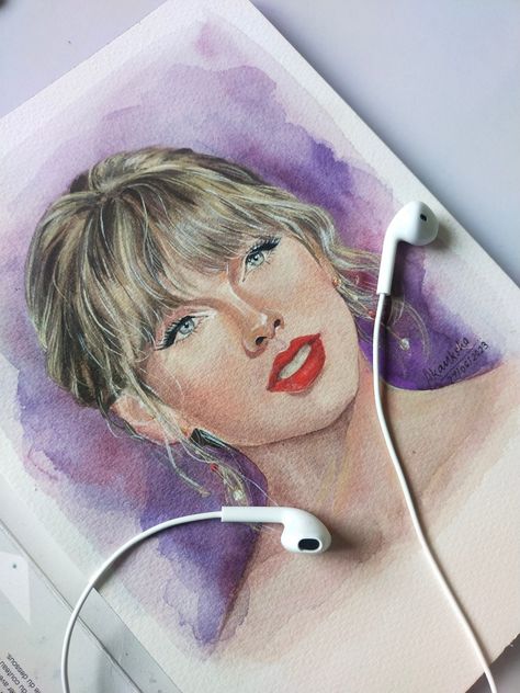 Taylor Swift Book, Taylor Swift Drawing, Unique Drawings, Taylor Swift Concert, Watercolor Portrait, Watercolor Art Lessons, Taylor Swift Fan, Taylor Swift Lyrics, Camping Art