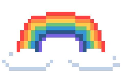 Rainbow Pixel Art, Pixel Rainbow, Rainbow Images, Pixel Characters, Rainbow Clouds, Crochet Idea, Pixel Pattern, Perler Bead Art, Perler Bead