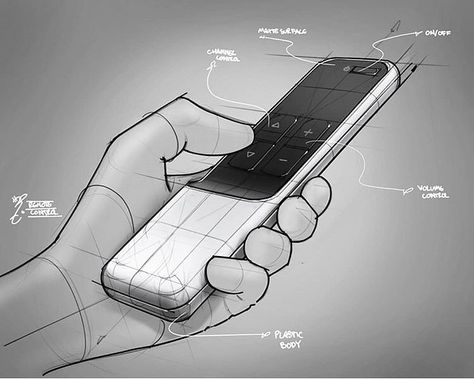 The Design Journal 在 Instagram 上发布：“_______________________________________________________________ Remote control sketch by Rodrigo Cavazos. Happy weekend everyone ✌🏼. [Tag a…” Product Sketch, Design Journal, Industrial Design Sketch, Gesture Drawing, Devices Design, Cool Sketches, Universal Design, Happy Weekend, Interactive Design