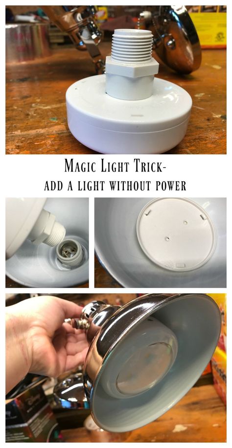 Magic Light Trick- Follow up Post and Video- Adding Light to ANY Sconce - Nesting With Grace Magic Light Trick, Small Space Hacks, Nesting With Grace, Magic Light, Wireless Lights, Salon Suites, Puck Lights, Light Magic, Bathroom Light Fixtures