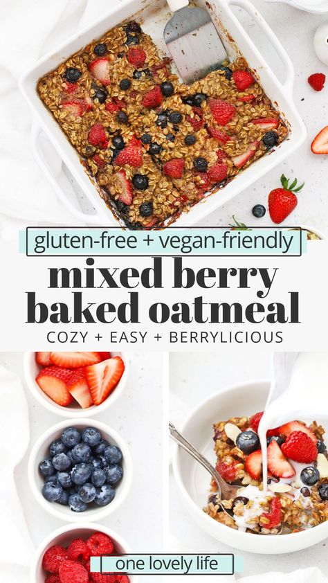 Berry Oatmeal Bake, Berry Baked Oatmeal, Healthy Meal Prep Breakfast, Postpartum Food, Diet Dishes, Vegan Baked Oatmeal, Spring Breakfast, Healthy Breakfast Meal Prep, Berry Oatmeal