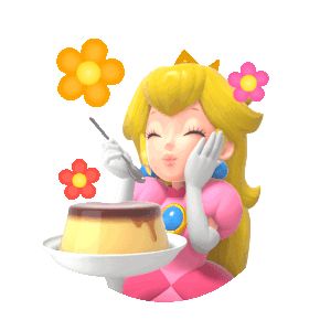 Princess Peach, A Girl, Mario, Gif, Cake, Flowers