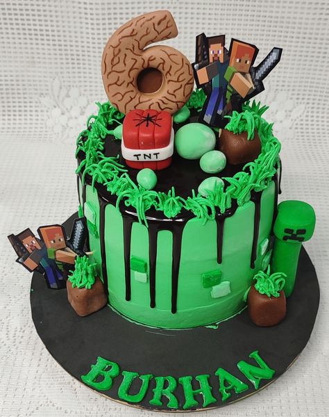 Minecraft Drip Cake, Minecraft Buttercream Cake, Minecraft Cake Buttercream, Minecraft Circles, Creeper Cake, Chocolate Drip Cake, Minecraft Cake, Cake Inspo, Minecraft Birthday