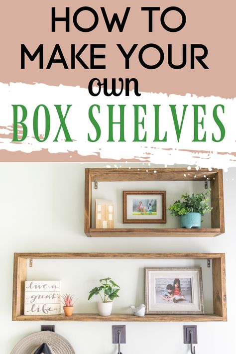 I absolutely love these DIY box shelves. They are easy to make, great for organization or display, and a unique statement piece. DIY Home Decor | DIY Shelves | Shelf Organization | Home Organization | DIY wood project | Box Shelves Diy Shadow Box Shelves, Diy Wood Shelves Wall Shelves, Box Shelving Ideas, Floating Cubby Shelves, Diy Box Shelves, Diy Display Shelf, Display Shelf Design, Shadow Box Shelves, Wall Cubes