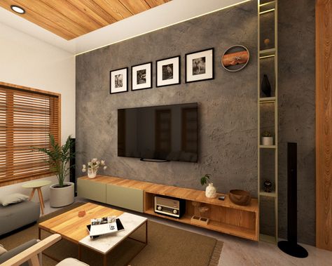 Interiour design Tv Unit Textured Wall, Texture Tv Wall, Concrete Living Room, Living Room Aesthetic, Concrete Finish, Concrete Texture, Living Room Design, Textured Wall, Music Room