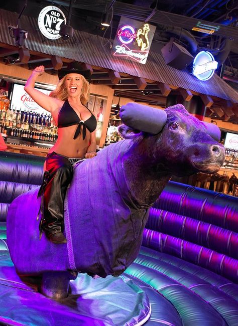 Gilleys Saloon, Treasure Island, Las Vegas Mechanical Bull Riding Electric Cowgirl, Mechanical Bull Riding, Vegas Cowgirl, Treasure Island Las Vegas, Music Line, Cowboy Bar, Western Room, Rodeo Bull, Country Bar