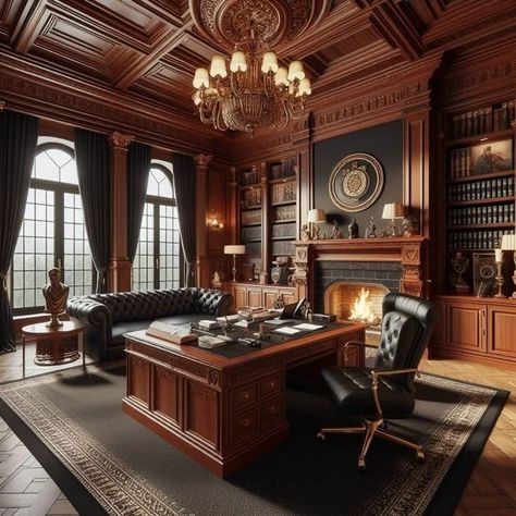 Palatial Homes, Whisky Lounge, Executive Office Design, Brick Interior, Modern Cupboard Design, Small Home Offices, Home Library Design, Classic Office, Luxury Office