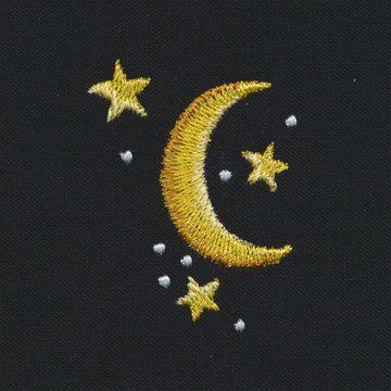 Stars Embroidery, The Moon And Stars, Gold Moon, Moon And Stars, Moon Stars, The Moon, Moon, Embroidery, Stars