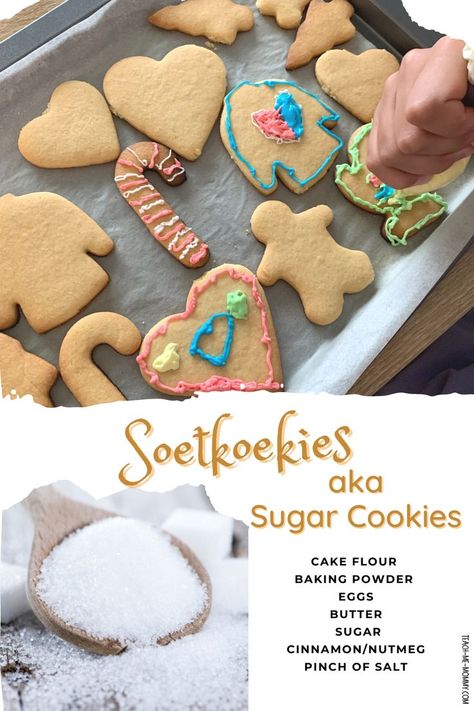 soetkoekies recipe sugar cookies South African Recipe, African Recipe, Custard Cookies, Recipe Cards Printable Free, Milk Tart, Easy To Bake, Sugar Cookie Cakes, Easter Egg Cookies, Chocolate Sugar Cookies