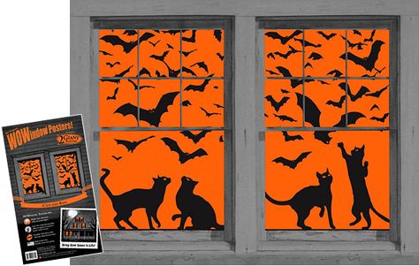 Bats Silhouette, Window Halloween, Halloween Window Decorations, Cheap Halloween Decorations, Window Poster, Bat Silhouette, Plastic Window, Bats Halloween, Halloween 3d