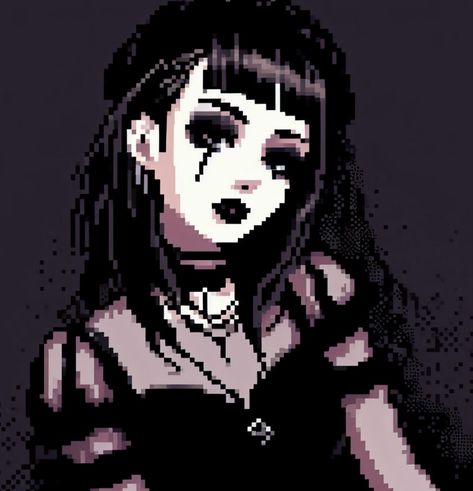 Pixel Girl, Pixel Art, Black And White, White, Black, Art