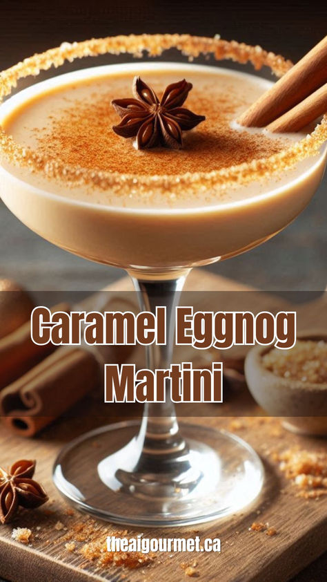 Cozy up this holiday season with the decadence of a Caramel Eggnog Martini! This creamy, indulgent cocktail combines the festive flavors of eggnog with the smooth richness of caramel vodka and Bailey’s Irish Cream #christmasdrinks #holidaytreats Rumchata Eggnog, Egg Nog Martini, Eggnog Martini Recipe, Eggnog Cocktails, Eggnog Martini, Caramel Martini, Cognac Cocktail, Holiday Martinis, Eggnog Drinks