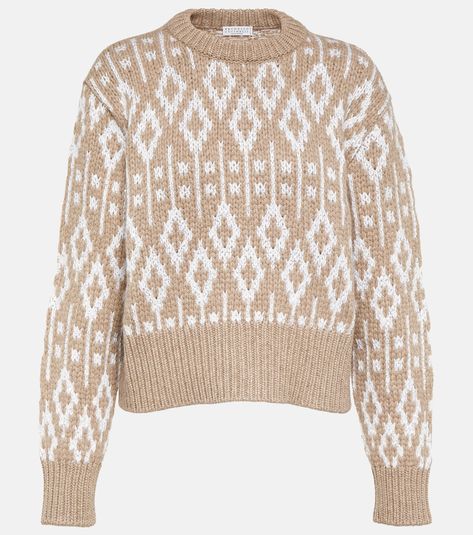 Nordic Sweater, Cashmere Color, Vintage Ski, Fair Isle Pattern, Cashmere Jumper, Fair Isle Knitting, Knit Crewneck, Brown Sweater, Cashmere Sweater