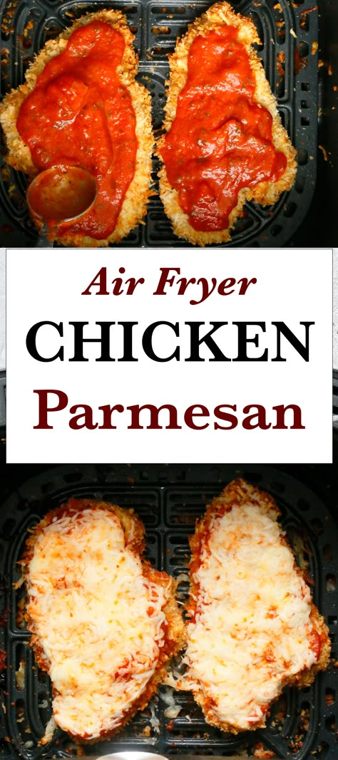 Air Fried Chicken Parm, Chicken Parm In Air Fryer, Chicken Parm Tenderloins, Air Fryer Italian Recipes, Air Fryer Chicken Pasta, Air Fried Chicken Parmesan, Chicken Parm Air Fryer Recipes, Hamilton Beach Air Fryer Recipes, Airfryer Chicken Parmesan