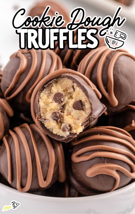 Chocolate Covered Cookie Dough Balls, Cookie Dough Truffles No Bake, Truffles Recipes, Chocolate Covered Cookie Dough, Petite Fours, Chip Recipes, Homemade Truffles, Cookie Dough Truffles, Raw Cookie Dough