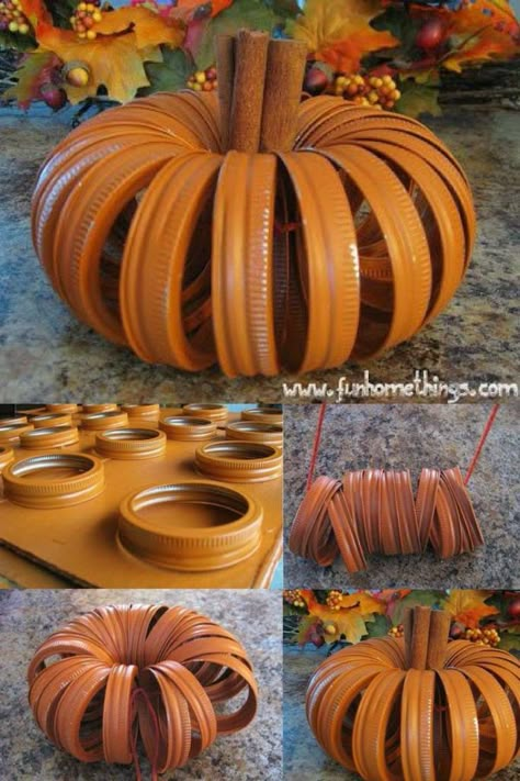 Thanksgiving Decoration Ideas, Mason Jar Lids Crafts, Thanksgiving Decorations Diy Table, Jar Lid Crafts, Easy Diy Thanksgiving, Fall Pumpkin Crafts, Thanksgiving Decorations Diy, Diy Thanksgiving, Mason Jar Crafts Diy