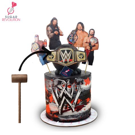 Wwe Birthday Party Ideas Cake, Wwe Cake Ideas, Wwe Birthday Cakes, Bae Birthday, Wwe Cake, Wrestling Cake, Wrestling Birthday, Wrestling Party, Wwe Birthday Party