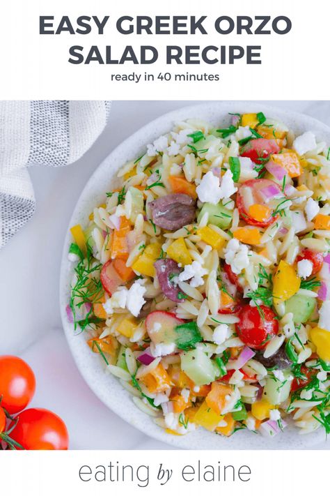 Gluten Free Orzo, Greek Orzo, Greek Orzo Salad, Orzo Salad Recipes, Vegan Greek, Vegan Feta Cheese, How To Cook Orzo, Pasta Salad Dressing, Summertime Recipes