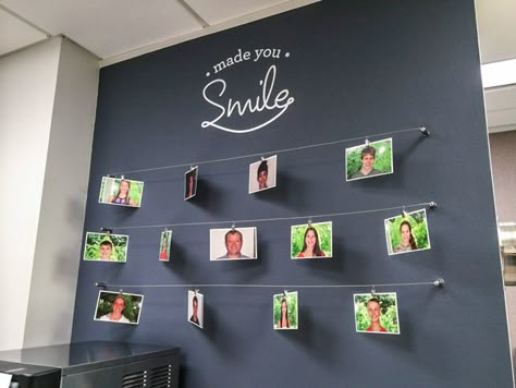 Staff Wall Ideas, Staff Photo Wall, Orthodontic Office Design, Orthodontist Office, Ortho Office, Office Feature Wall, Wall Chalkboard, Logo Dental, Orthodontic Office