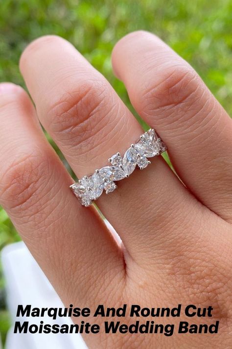 Gold Engagement Band, Engagement Band, White Gold Wedding Bands, Half Eternity Band, Moissanite Jewelry, Jewelry Images, Moissanite Wedding Bands, Round Moissanite, Rings For Girls