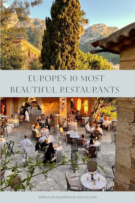 Would you like to eat at Europe’s most beautiful restaurants? Then the below list is just for you! It can be seen as a source of inspiration for your next trip, a place to celebrate some meaningful anniversary, or even to propose! I hope, just like me, you will create some special memories and will reminisce about those places for the years to come. Most Beautiful Restaurants, Beautiful Restaurants, Engagement Dinner, Hotel Entrance, Outside Patio, Paris Restaurants, Before Sunset, Hotel Guest, Greek Island